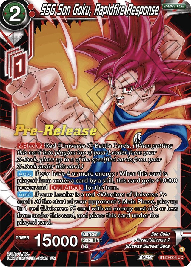 SSG Son Goku, Rapidfire Response (BT20-003) [Power Absorbed Prerelease Promos]