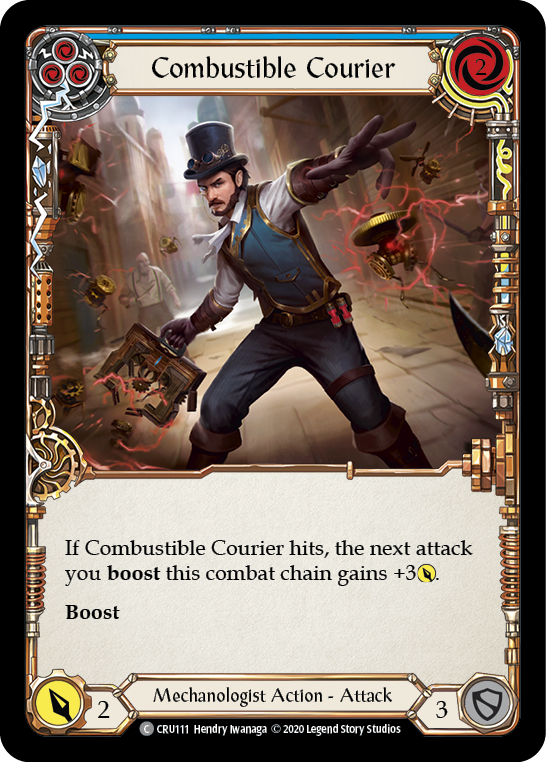Combustible Courier (Blue) [CRU111] (Crucible of War)  1st Edition Rainbow Foil